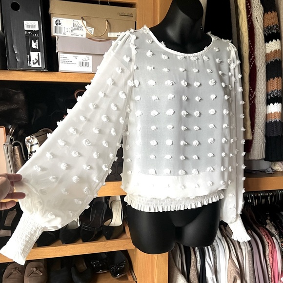 ⭐️BOGO FREE⭐️ Sheer white blouse with 3-d dots - Picture 1 of 10